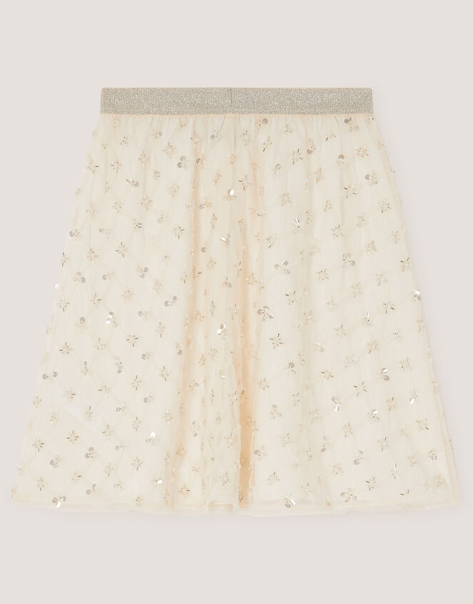 Gracie Pearl Embellished Skirt, White (WARM IVORY), large