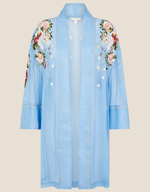Sheer Embroidered Longline Kimono Blue Women's Jackets Monsoon Global.