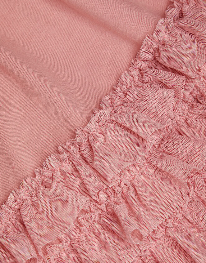 Long Sleeve Jersey Ruffle Wrap Dress, Pink (PINK), large