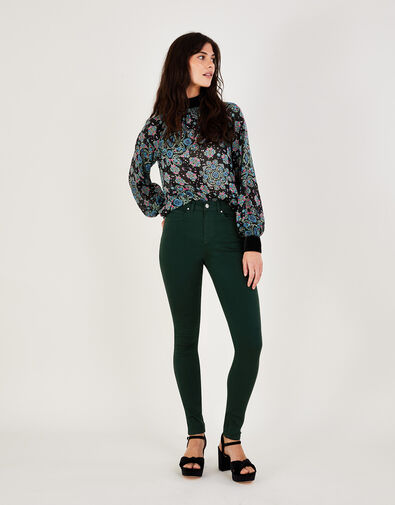 Nadine Regular Length Skinny Jeans Green, Green (DARK GREEN), large