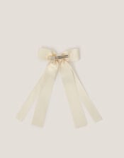 Ribbon Long Bow Hair Clip, Ivory (IVORY), large