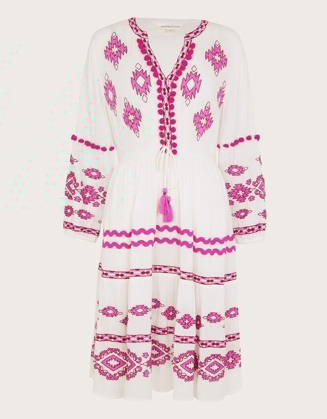 Catia Embroidered Kaftan, White (WHITE), large