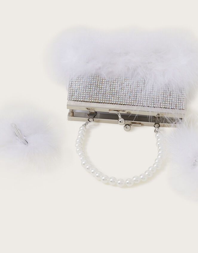 Dazzle Fluffy Frame Bag and Hair Clips Set, , large