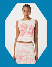 Fabienne Chapot Sansa Shell Embroidered Tie Top, Ivory (IVORY), large