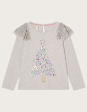 Christmas Tree Long Sleeve T-Shirt, Grey (GREY), large