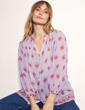 East Stine Floral Print Blouse, Purple (LILAC), large