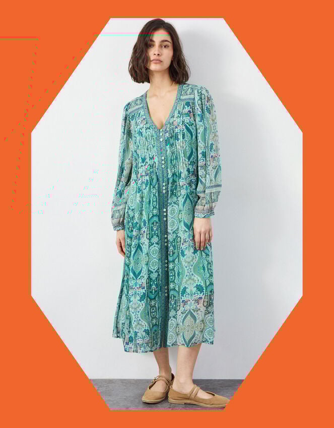 East Malu Printed Tunic Dress, Green (GREEN), large
