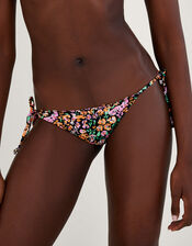 Ditsy Print Bikini Bottoms, Black (BLACK), large