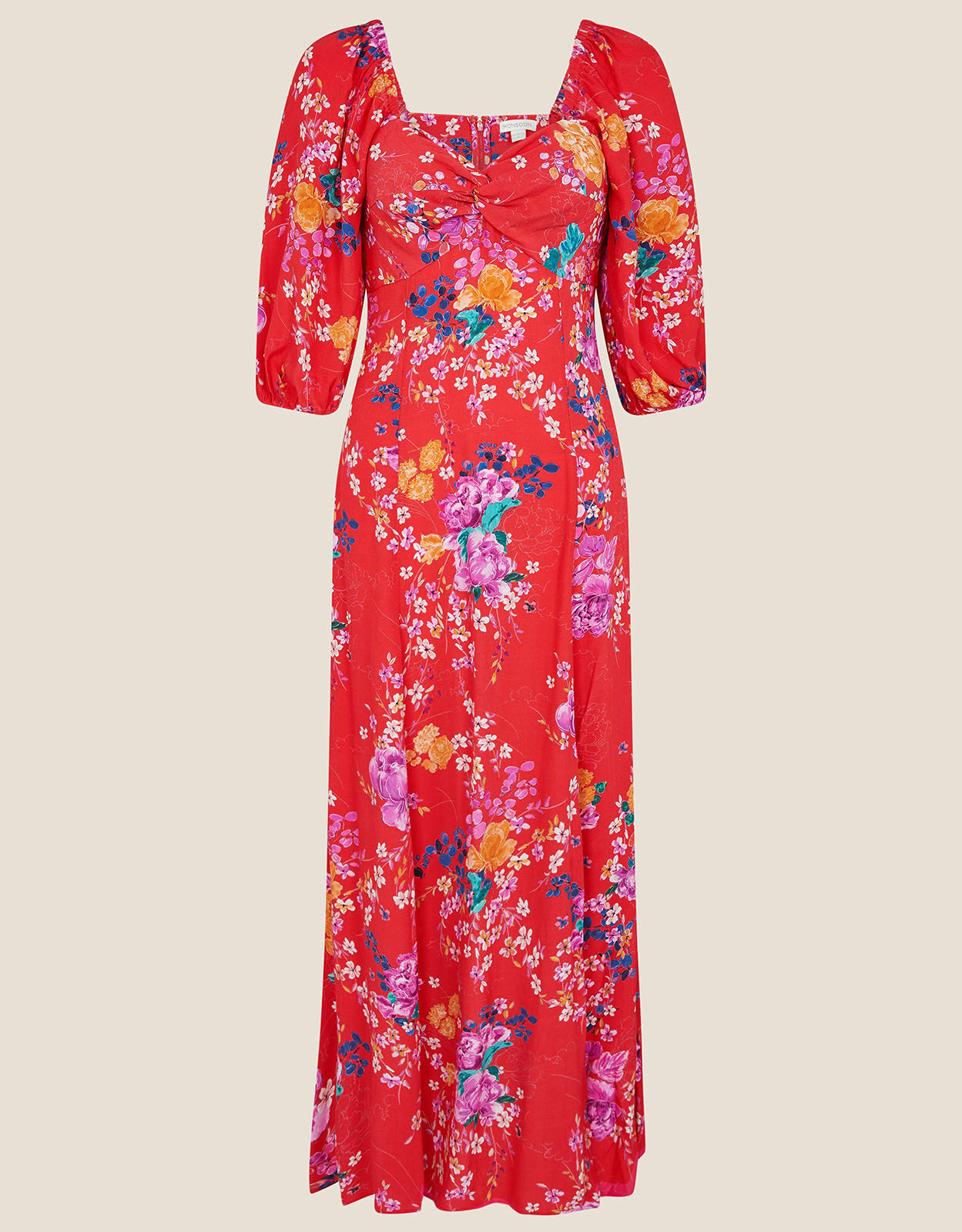 Omi Floral Print Midi Dress Red Monsoon Global Navigation Catalog Monsoon Global