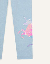 Unicorn Rainbow Marl Leggings, Blue (BLUE), large