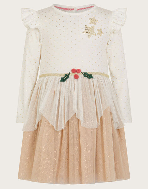 Baby Christmas Pudding Dress, Nude (NUDE), large