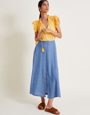 Tierra Midi Skirt, Blue (DENIM BLUE), large