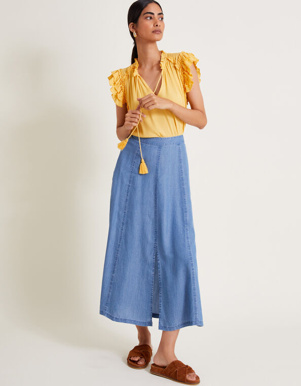Tierra Midi Skirt, Blue (DENIM BLUE), large