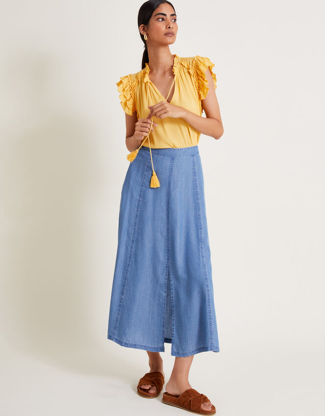 Tierra Midi Skirt, Blue (DENIM BLUE), large