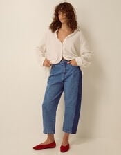 Natalie Contrast Barrel Jeans, Blue (MID AUTHENTIC BLUE), large