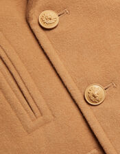 Double Breasted Peacoat with Hood, Camel (CAMEL), large