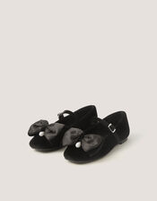 Bow Velvet Ballet Flats, Black (BLACK), large