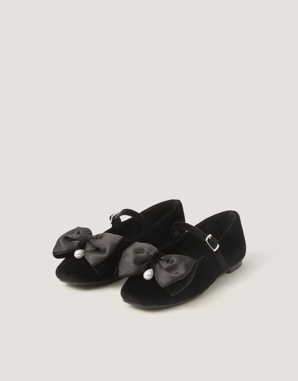 Bow Velvet Ballet Flats, Black (BLACK), large