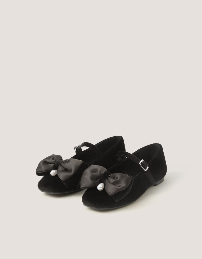 Bow Velvet Ballet Flats, Black (BLACK), large