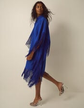 Novi High-Neck Fringe Mini Dress, Blue (COBALT), large