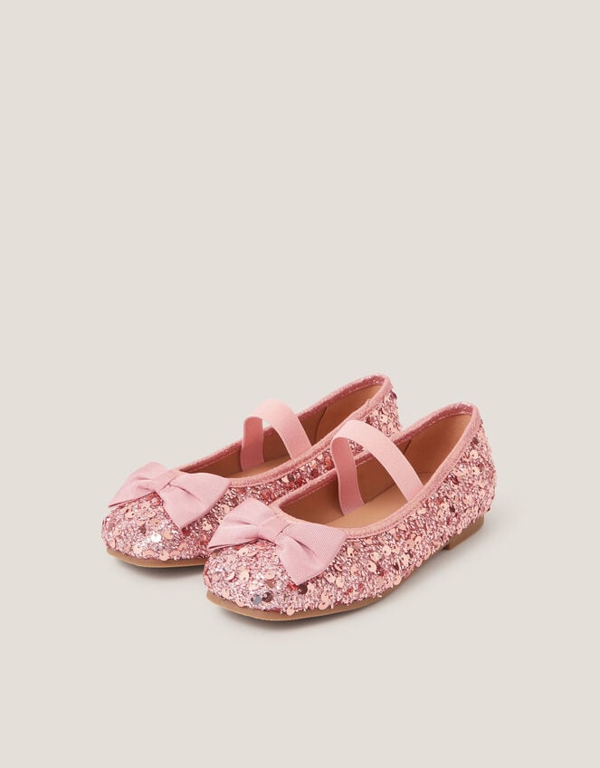 Bow Sequin Ballet Flats, Pink (PINK), large