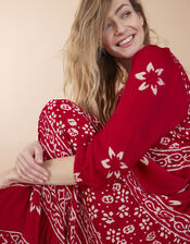 East Chrissy Print Satin Dress, Red (RED), large