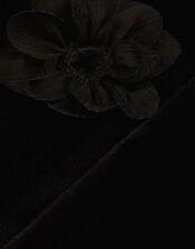 Floral Velour Flare Leggings, Black (BLACK), large
