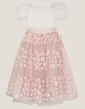 Laura Appliqu&eacute; Flower Scuba Dress, Pink (DUSKY PINK), large