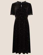 Vicki Star Tulle Trim Midi Dress, Black (BLACK), large