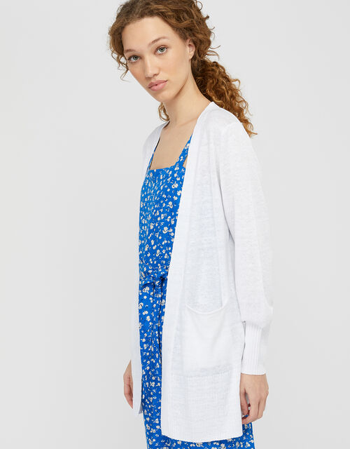 womens white linen cardigan