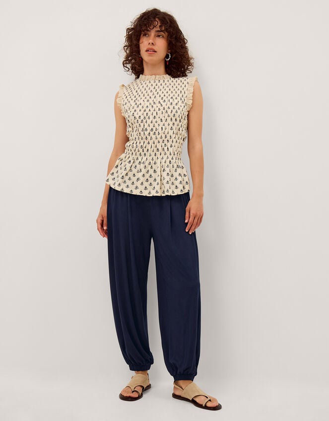 Holly Jersey Balloon Pants, Blue (NAVY), large