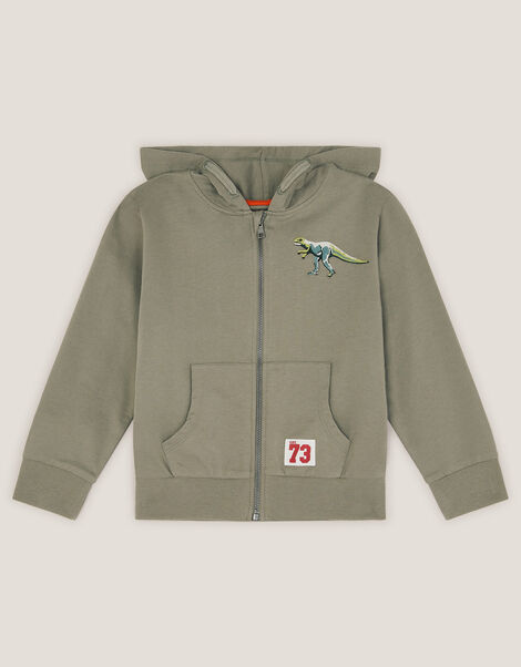 Dinosaur Zip-Up Hoodie, Green (GREEN), large
