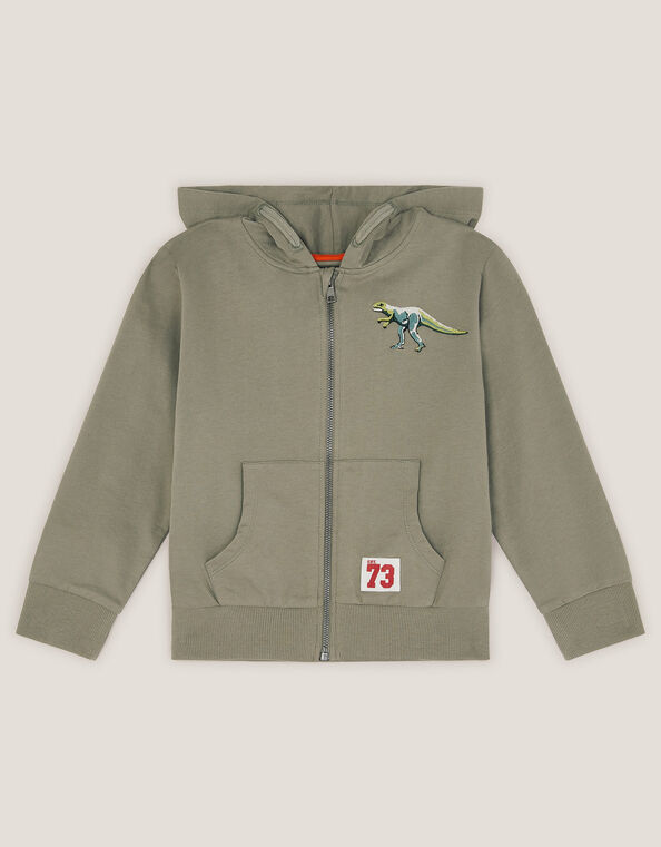 Dinosaur Zip-Up Hoodie, Green (GREEN), large