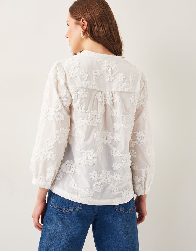 Blair Floral Cornelli Cotton Blouse, Ivory (IVORY), large