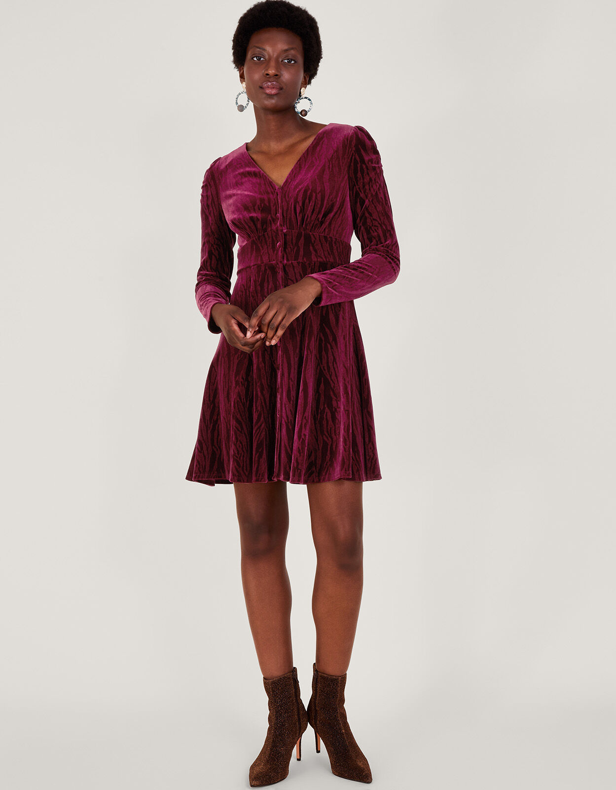 Monsoon red shop velvet dress