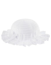 Baby Ruby Pleated Bow Hat , White (WHITE), large