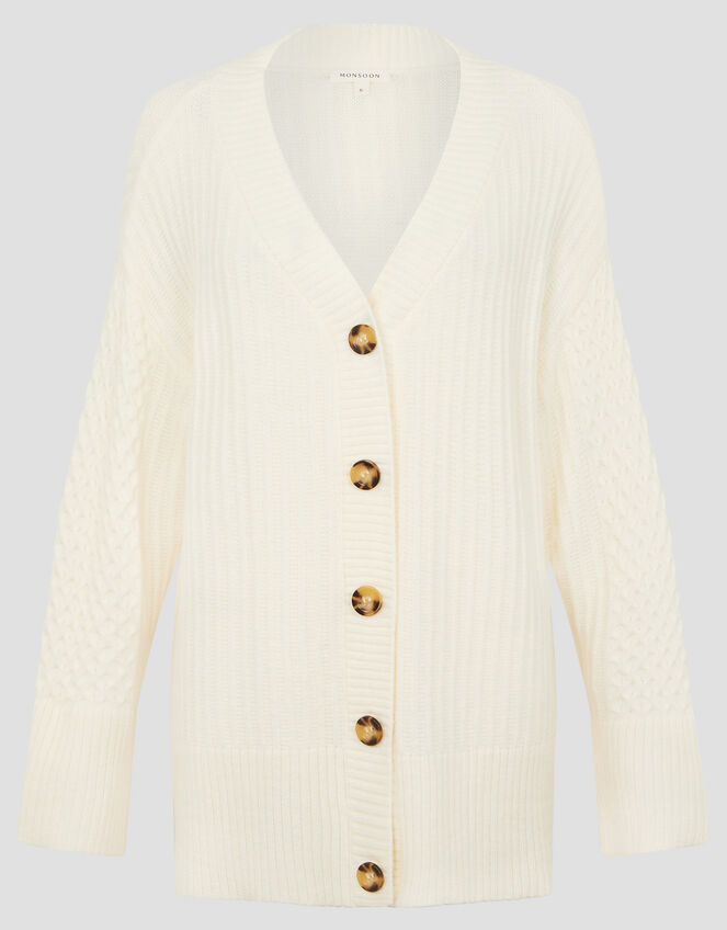 Opal Oversized Knit Cardigan, Ivory (IVORY), large
