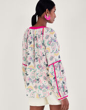 Embroidered Printed Top in LENZING™ ECOVERO™, Ivory (IVORY), large