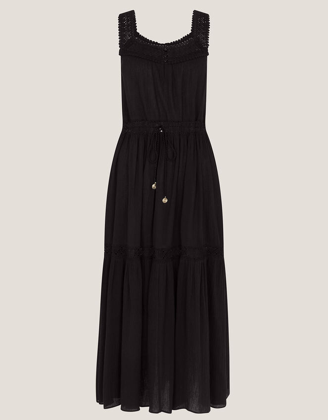 Maddi Sleeveless Embroidered Midi Dress, Black (BLACK), large