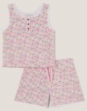 Floral Jersey Short Pyjamas Set, Cream (CREAM), large