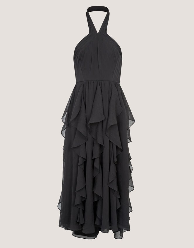Arizona Halter Ruffle Prom Dress, Black (BLACK), large