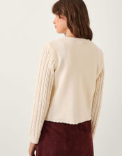 Cindy Cable Knit Cardigan, Ivory (IVORY), large