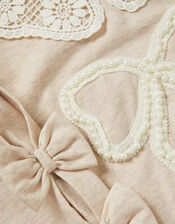 Bow Embellished Collar Sweatshirt, Ivory (IVORY), large