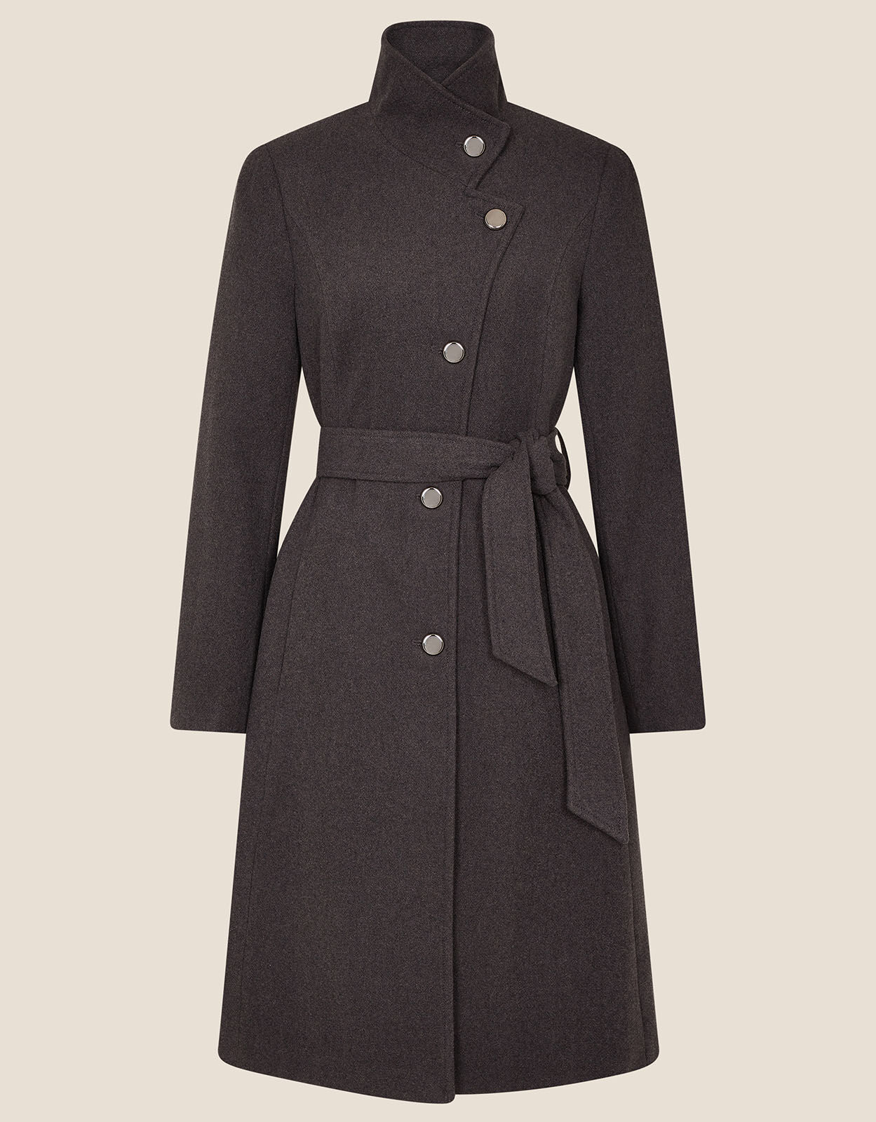 Riley Funnel Coat with Recycled Wool Grey Women s Coats Monsoon Global