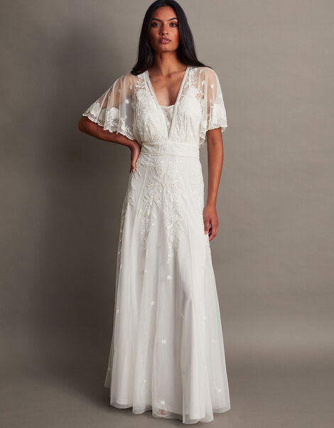 Maggie Embroidered Bridal Dress Ivory, Ivory (IVORY), large
