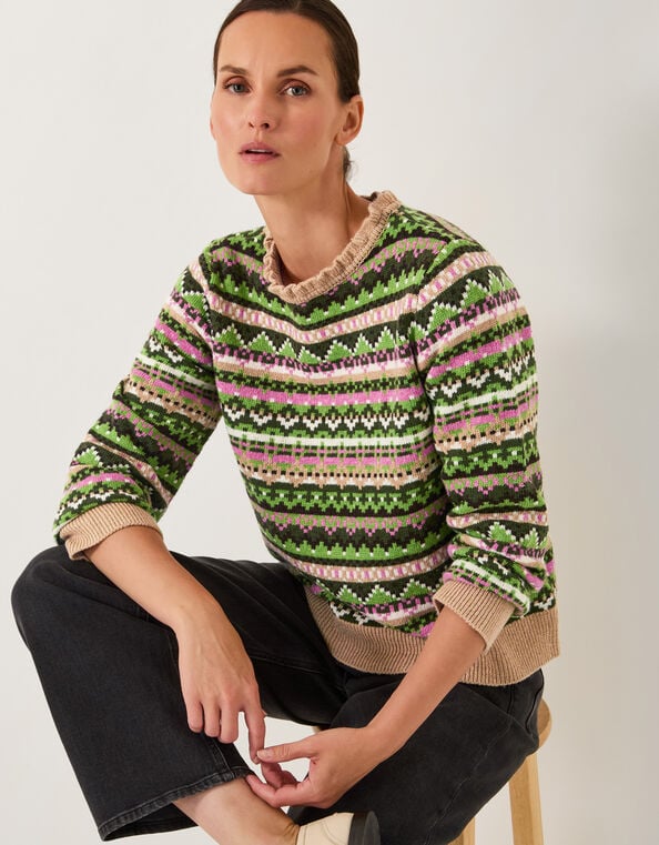 Fira Fair Isle Sweater, Green (GREEN), large