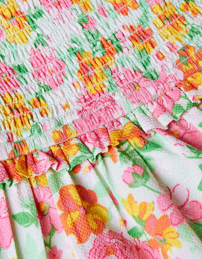 Ditsy Shirred Dress, Green (PALE GREEN), large