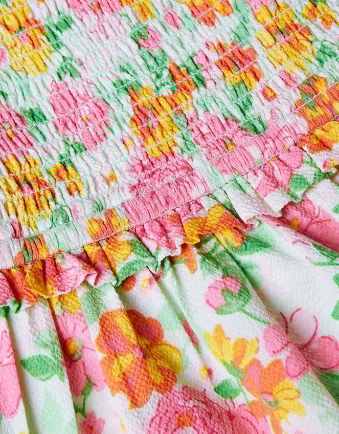 Ditsy Shirred Dress, Green (PALE GREEN), large