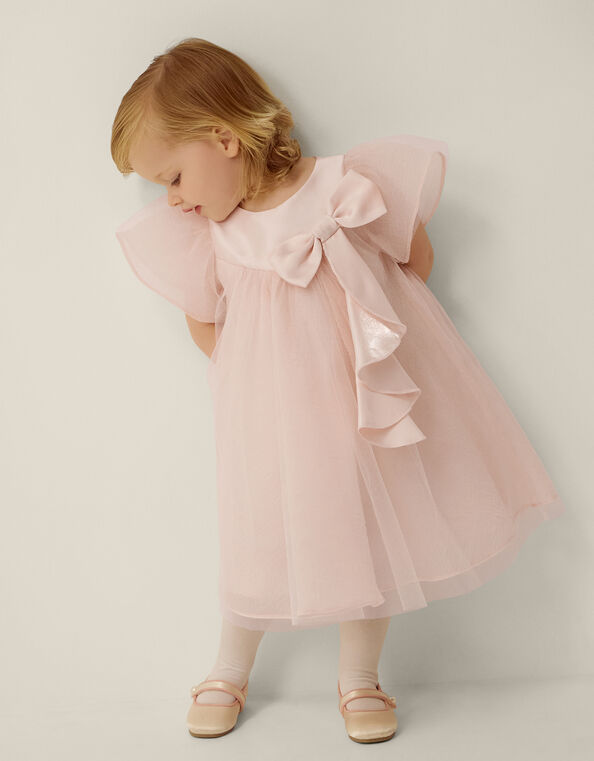 Baby Winnie Satin Bow Party Dress, Pink (PINK), large