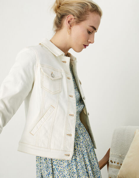 Noella Ecru Denim Jacket, Natural (ECRU), large